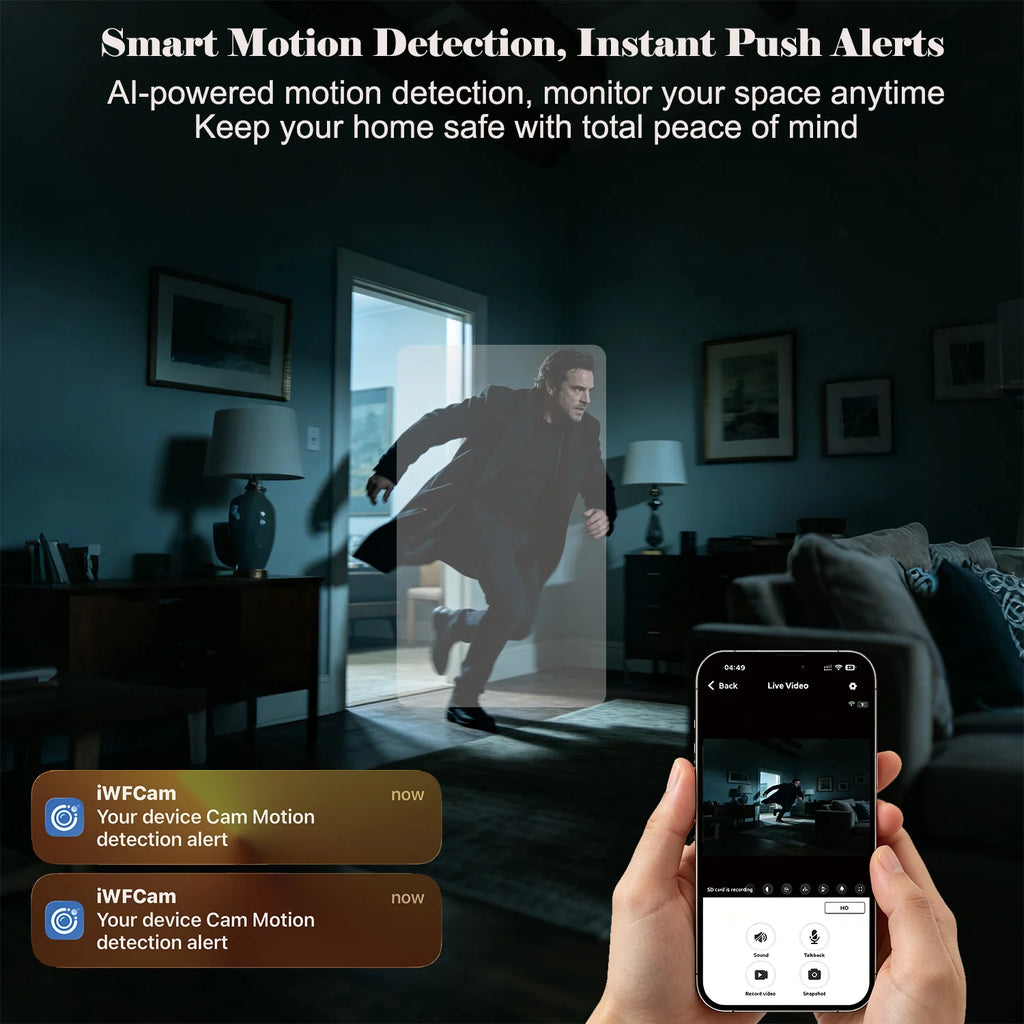 Mini Caméra WiFi HD Sans Fil Portable – Détection de Mouvement, Surveillance Maison & Nanny Cam