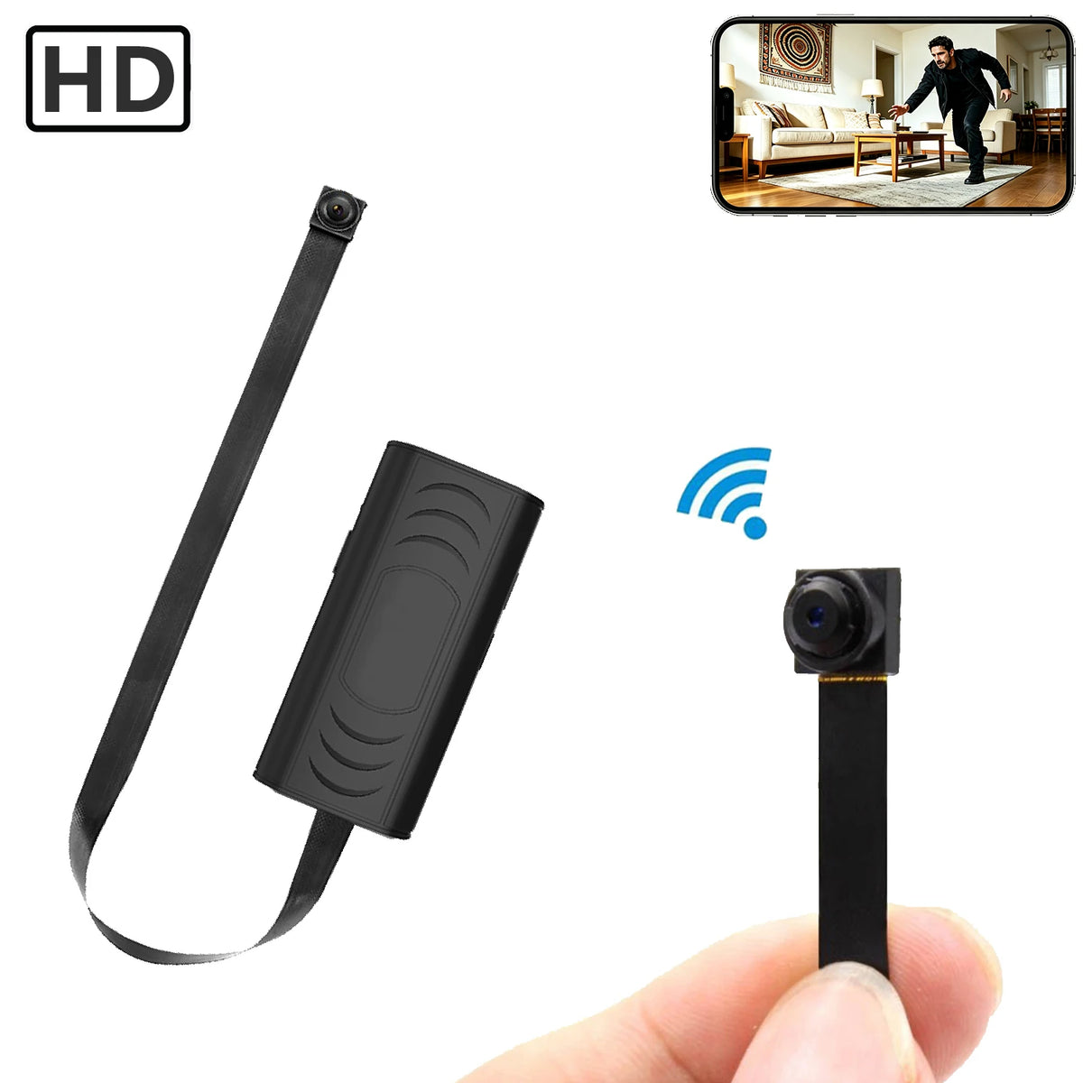 Mini Caméra WiFi HD Sans Fil Portable – Détection de Mouvement, Surveillance Maison & Nanny Cam