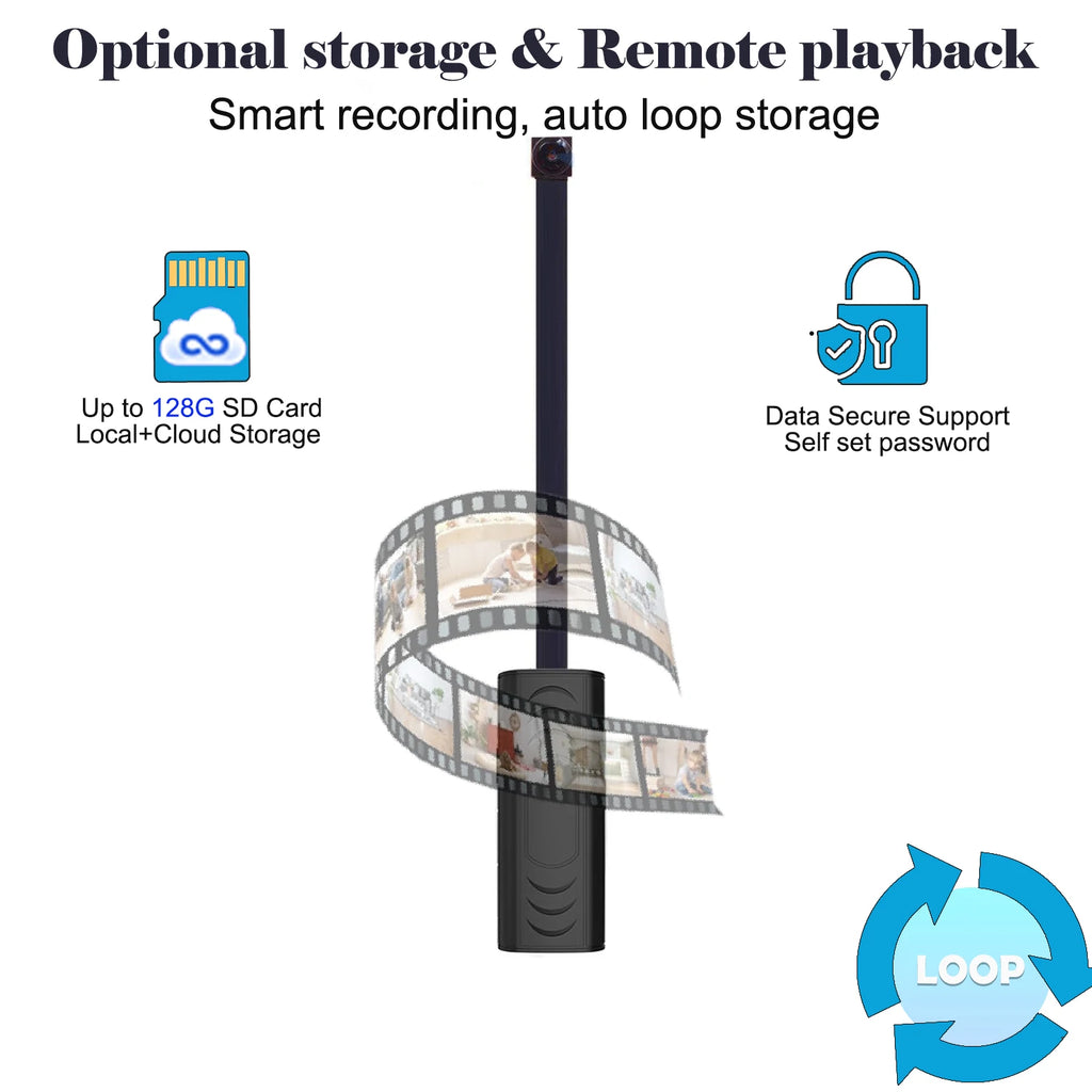 Mini Caméra WiFi HD Sans Fil Portable – Détection de Mouvement, Surveillance Maison & Nanny Cam