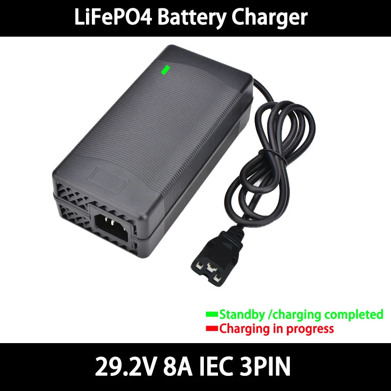 29.2V 8A 10A LiFePO4 Battery Charger For 8S 25.6V 24V LiFePO4 Battery Pack Fast Charger  Equipped with XT60 XT90 plug