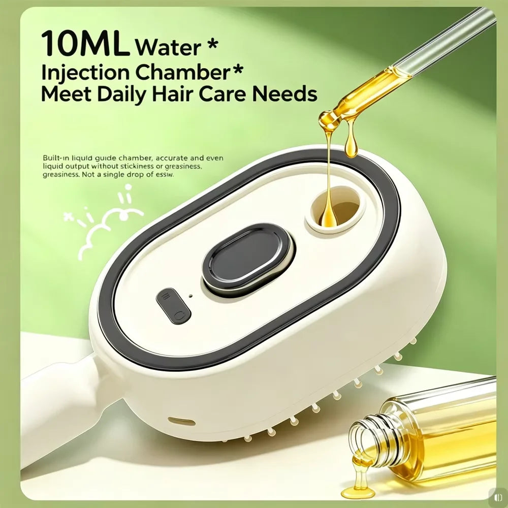 Brosse Peigne Massant Électrique avec Spray Hydratant – Démêlage & Massage du Cuir Chevelu pour Tous Types de Cheveux