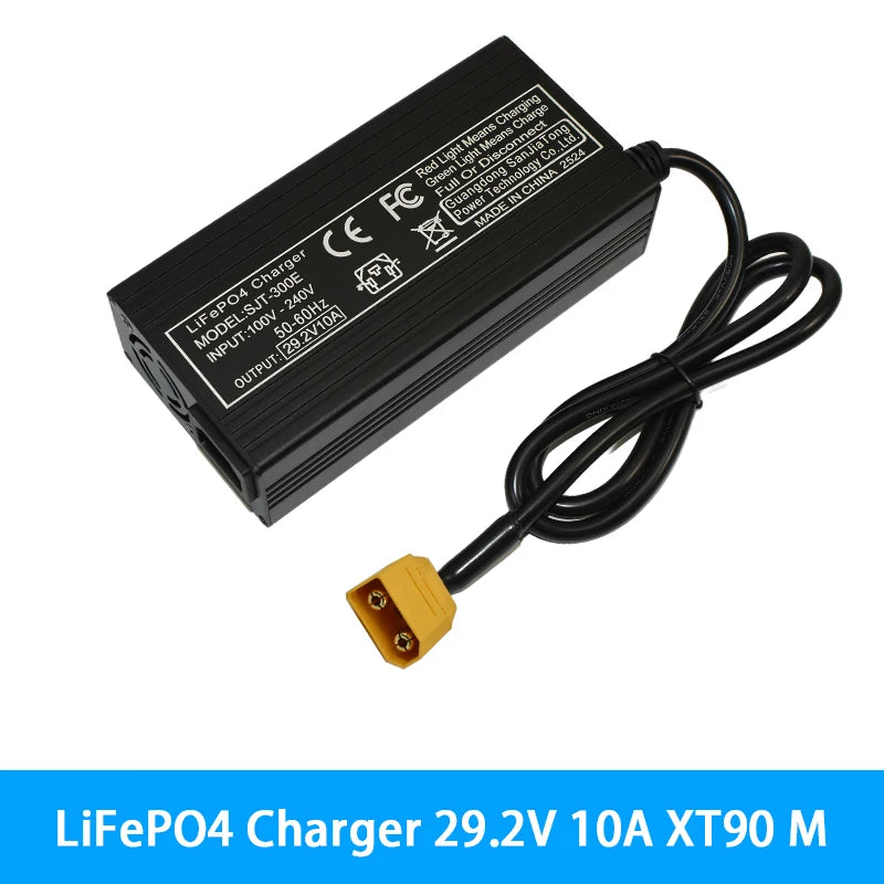 29.2V 8A 10A LiFePO4 Battery Charger For 8S 25.6V 24V LiFePO4 Battery Pack Fast Charger  Equipped with XT60 XT90 plug