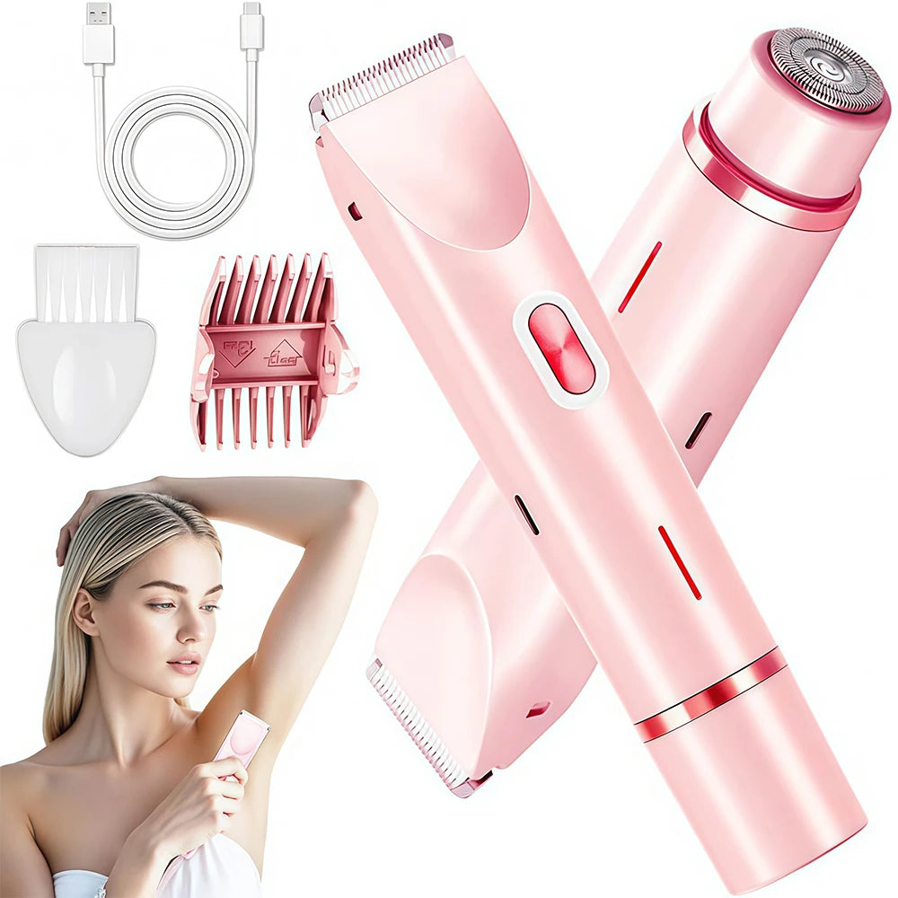Rasoir Bikini à Double Tête, Épilateur pour Femme 2 en 1, Rasoir Électrique Étanche & Indolore pour Poils Pubiens