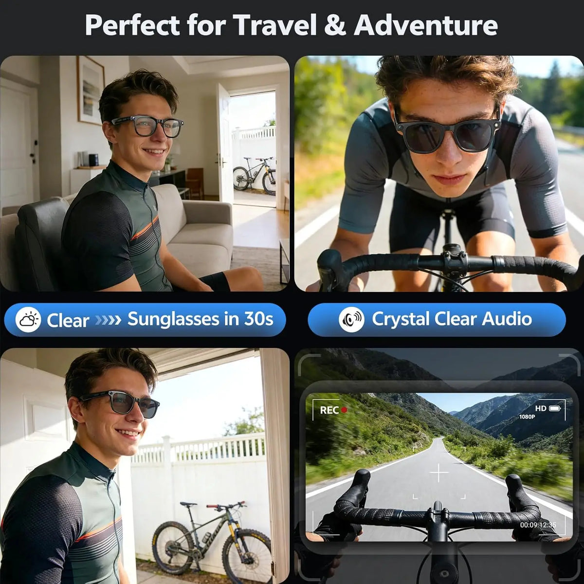 🕶️ Lunettes Connectées 4K IA – Caméra HD, Traduction, ChatGPT & Bluetooth