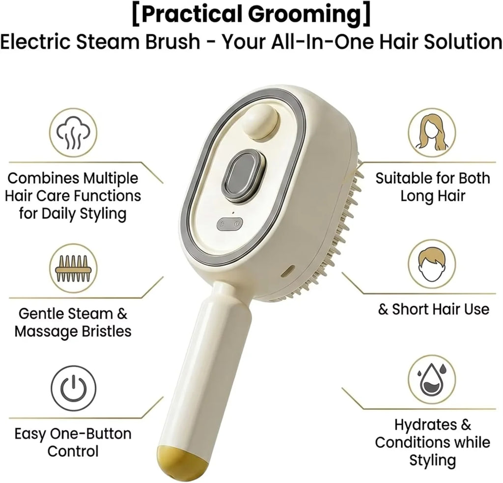 Brosse Peigne Massant Électrique avec Spray Hydratant – Démêlage & Massage du Cuir Chevelu pour Tous Types de Cheveux