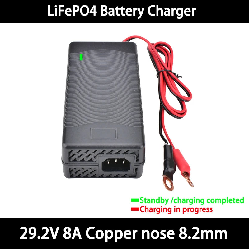 29.2V 8A 10A LiFePO4 Battery Charger For 8S 25.6V 24V LiFePO4 Battery Pack Fast Charger  Equipped with XT60 XT90 plug