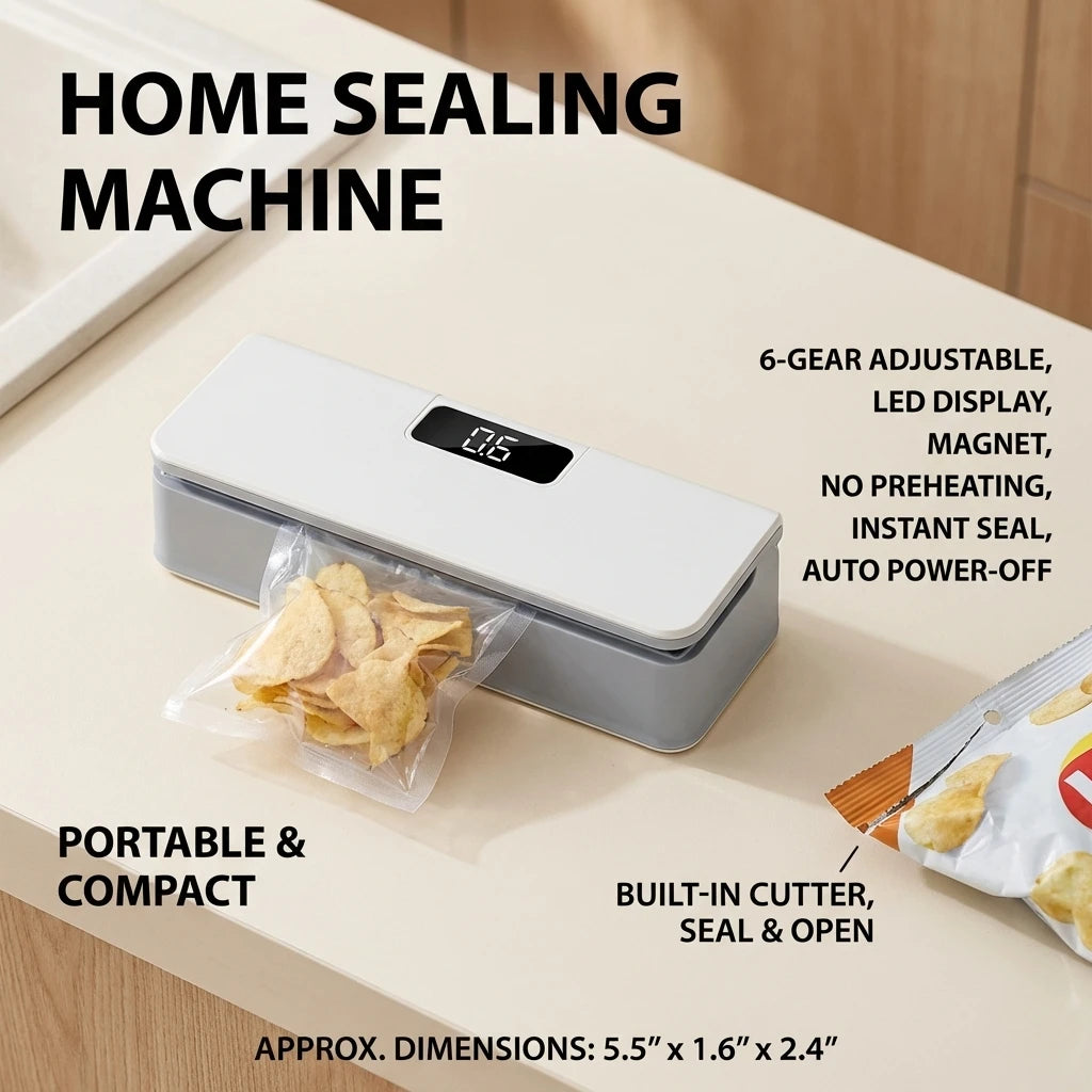 Mini Thermoscelleur de Sachets – Machine à Sceller Portable Rechargeable 2-en-1 pour Cuisine