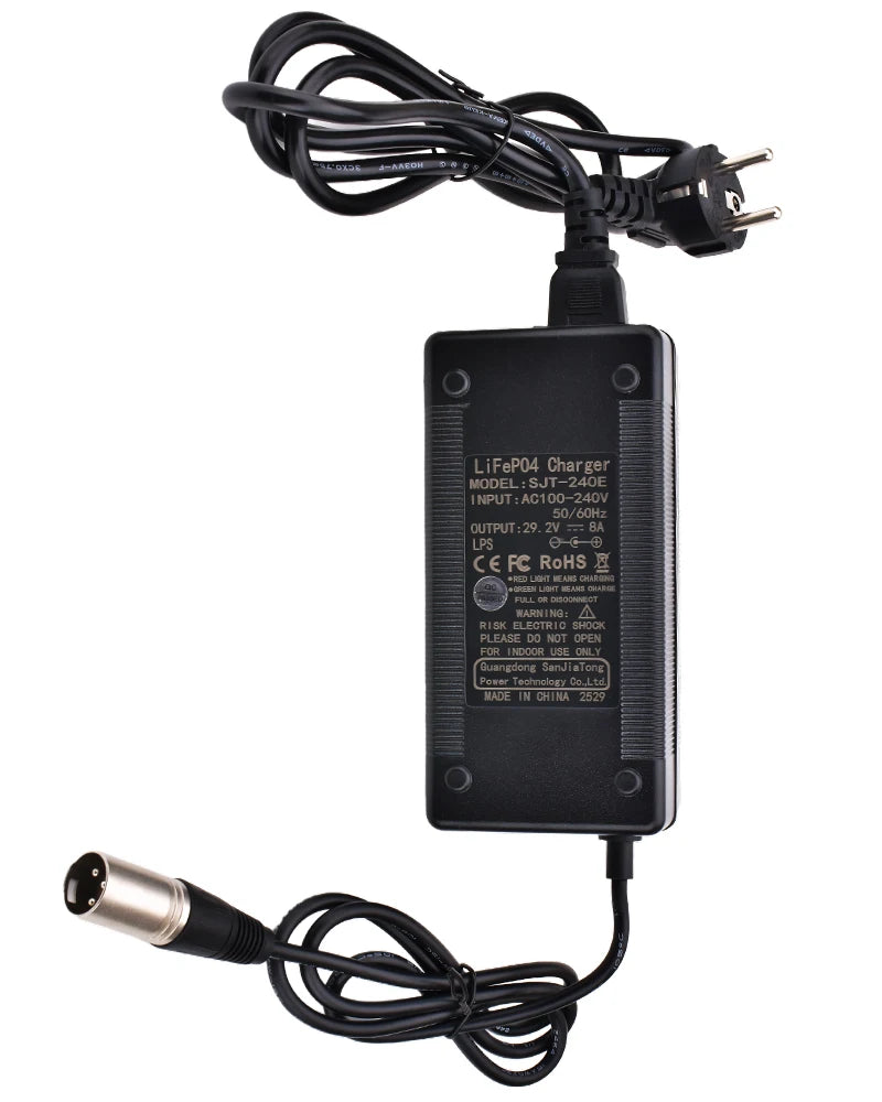 29.2V 8A 10A LiFePO4 Battery Charger For 8S 25.6V 24V LiFePO4 Battery Pack Fast Charger  Equipped with XT60 XT90 plug