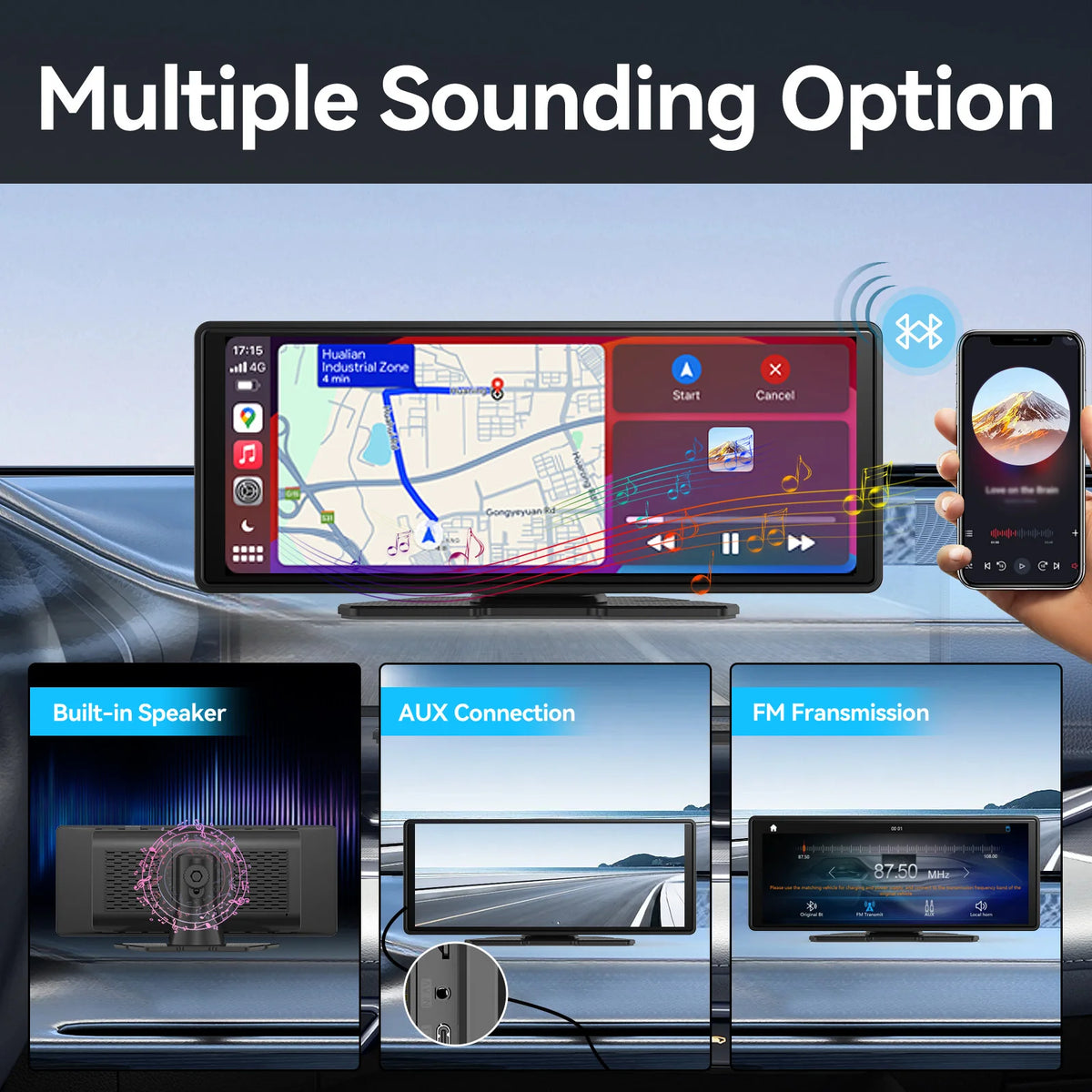 Écran CarPlay portable universel 10,26 pouces avec Android Auto