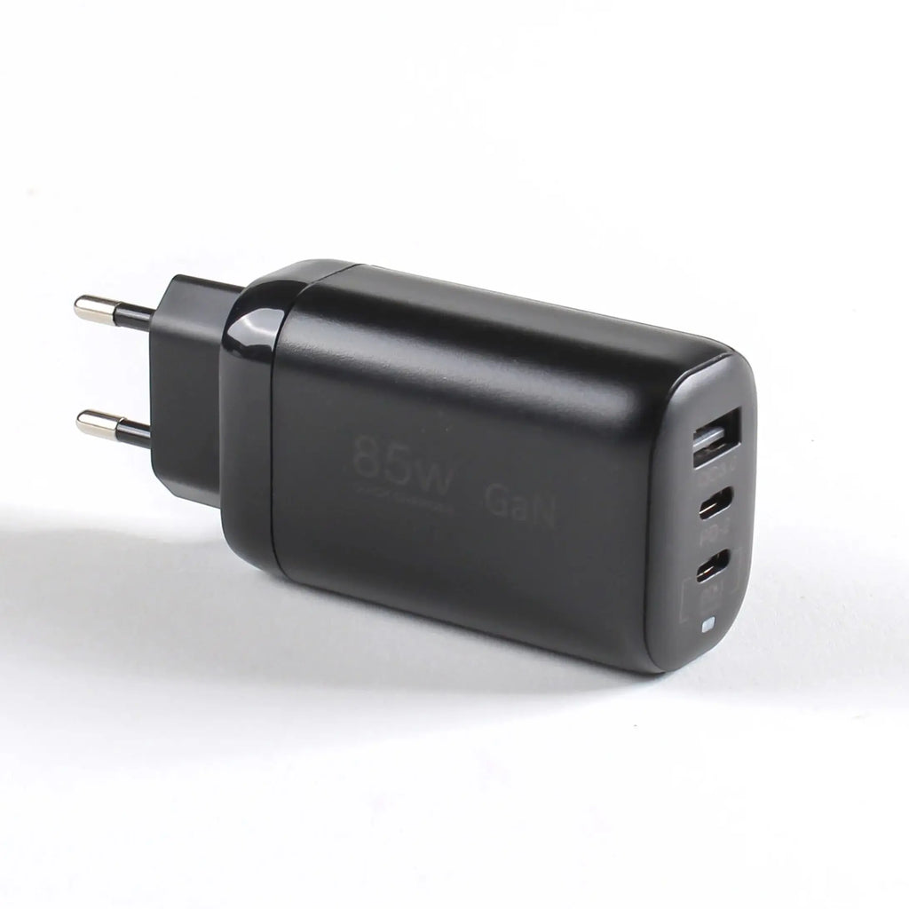 Chargeur Rapide 3 Ports GaN 85W – Compatible Ordinateurs Portables, Téléphones et Consoles de Jeux