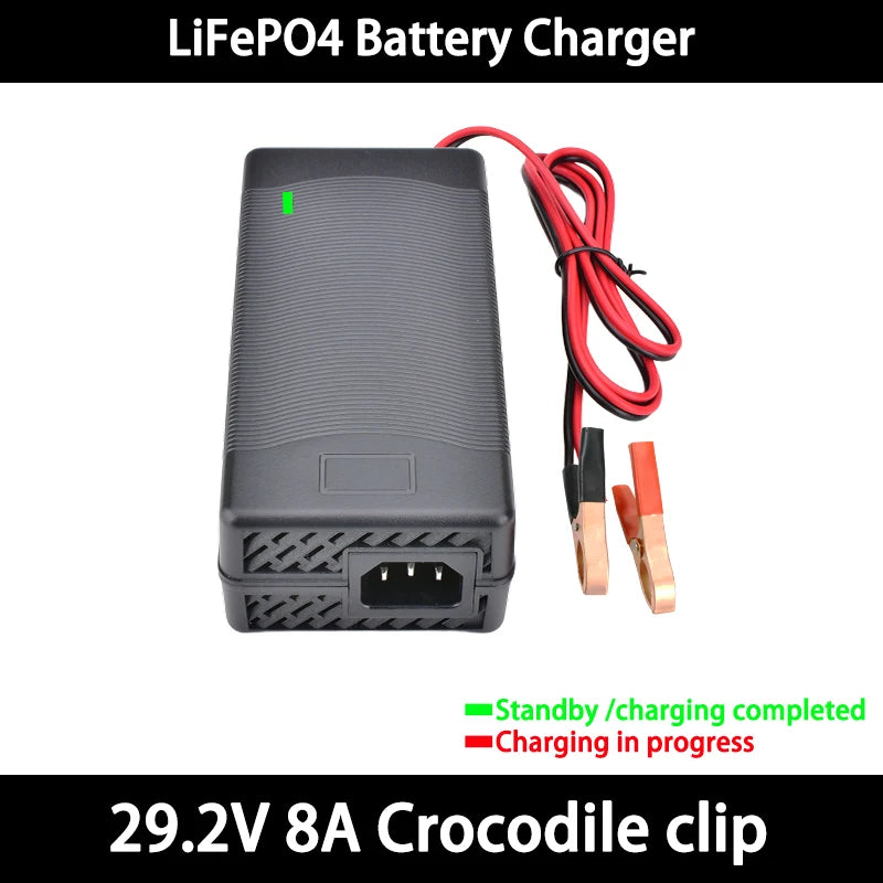 29.2V 8A 10A LiFePO4 Battery Charger For 8S 25.6V 24V LiFePO4 Battery Pack Fast Charger  Equipped with XT60 XT90 plug