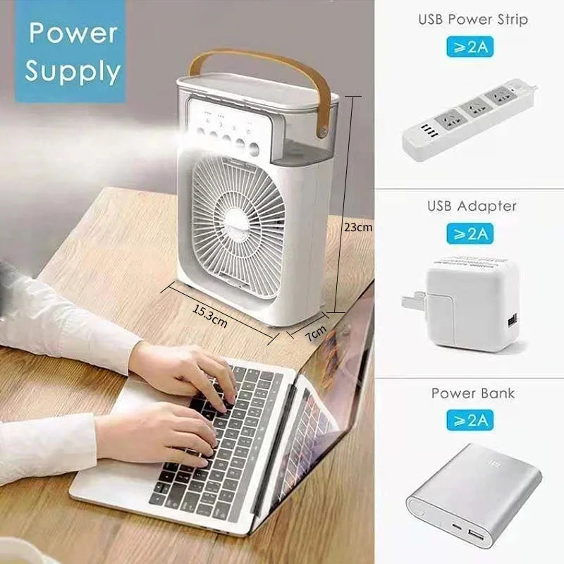 Climatiseur Portable 3-en-1 – Ventilateur, Humidificateur & Rafraîchisseur d'air USB