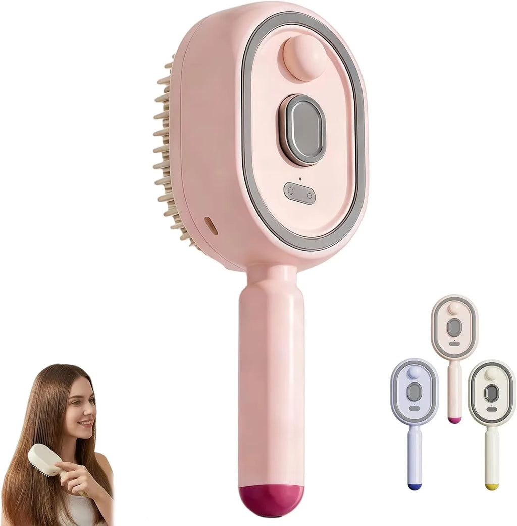 Brosse Peigne Massant Électrique avec Spray Hydratant – Démêlage & Massage du Cuir Chevelu pour Tous Types de Cheveux