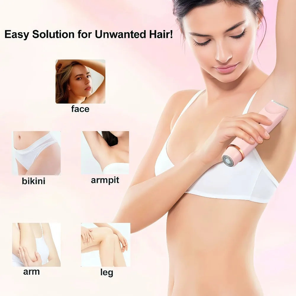 Rasoir Bikini à Double Tête, Épilateur pour Femme 2 en 1, Rasoir Électrique Étanche & Indolore pour Poils Pubiens