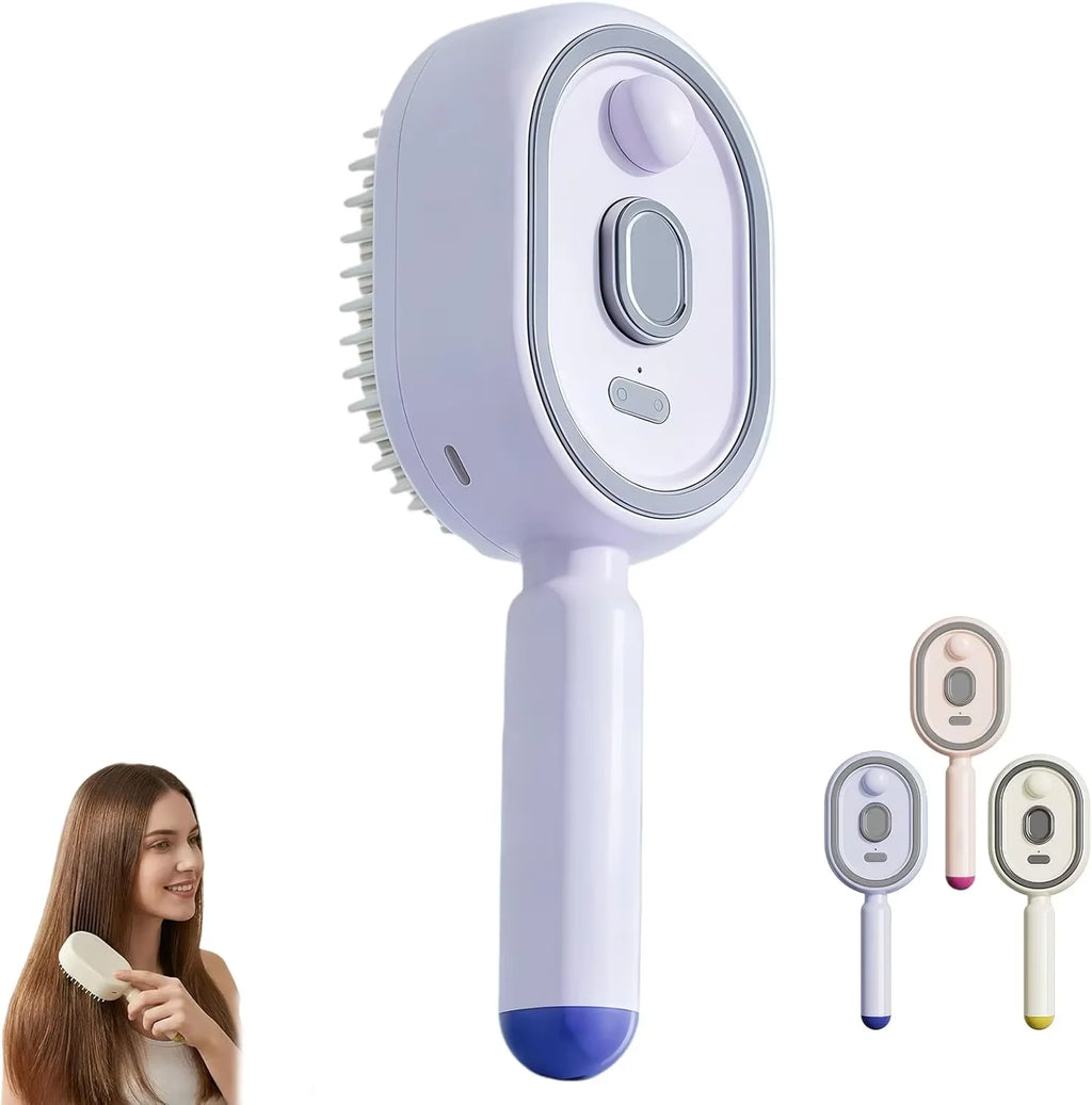 Brosse Peigne Massant Électrique avec Spray Hydratant – Démêlage & Massage du Cuir Chevelu pour Tous Types de Cheveux