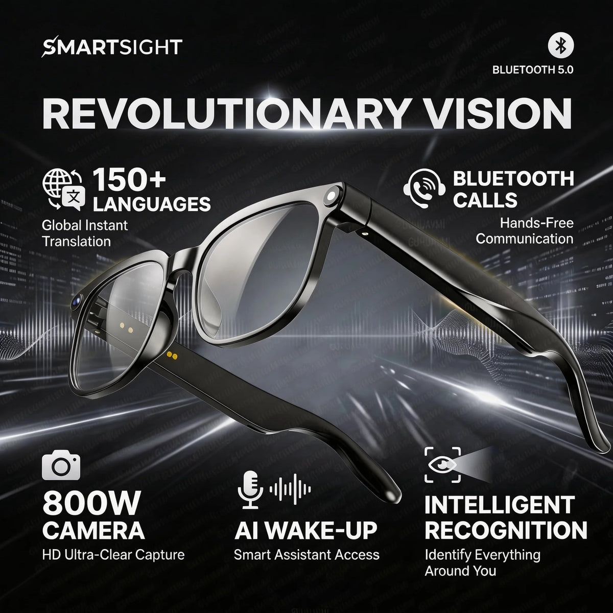 🕶️ Lunettes Connectées 4K IA – Caméra HD, Traduction, ChatGPT & Bluetooth