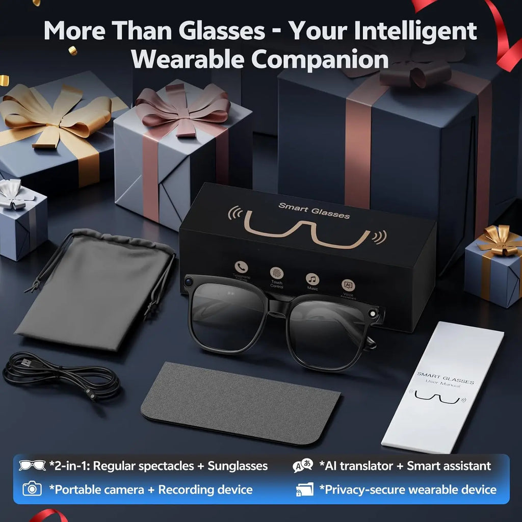 🕶️ Lunettes Connectées 4K IA – Caméra HD, Traduction, ChatGPT & Bluetooth