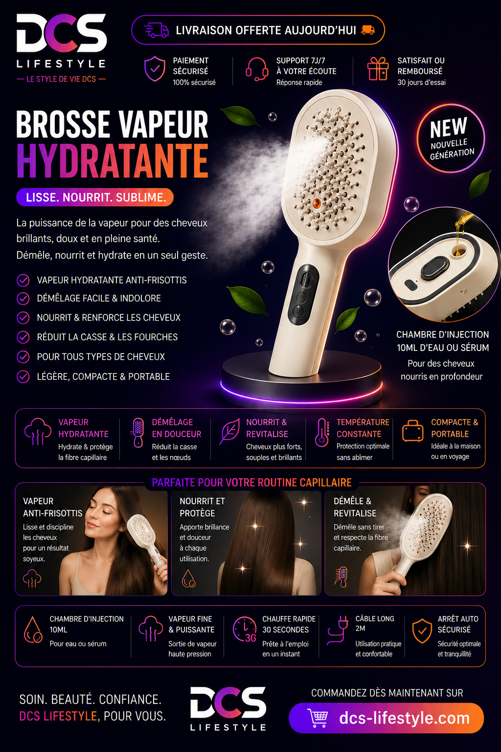 💆 Brosse Peigne Massante Électrique
