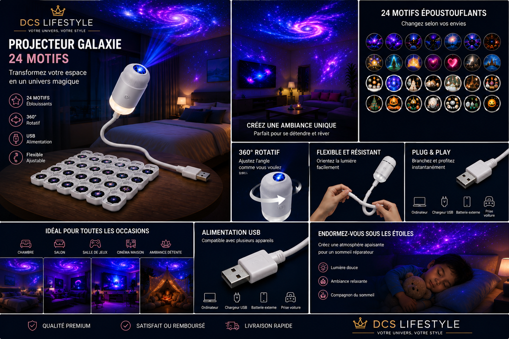 💫 Projecteur LED Étoiles – Déco Chambre & Voiture