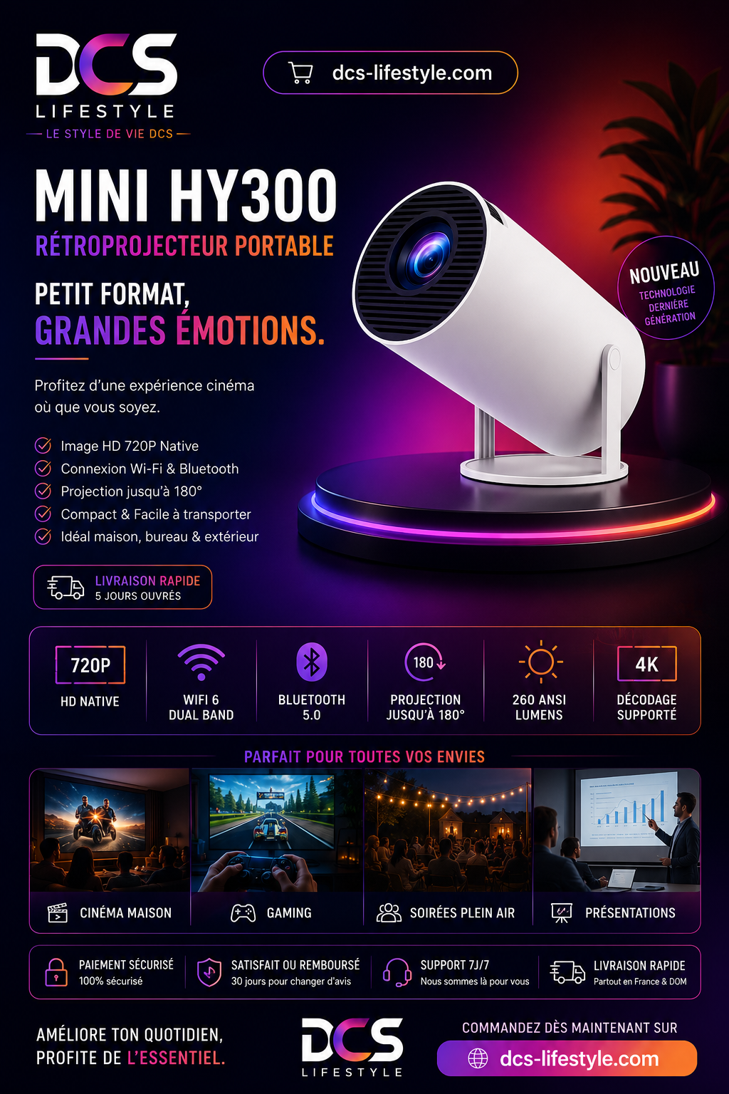 📽️ Projecteur Portable 4K WiFi